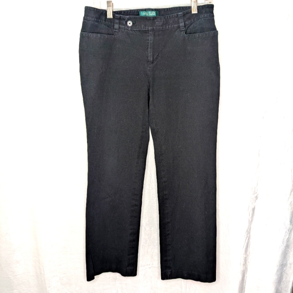 Lauren Ralph Lauren Black Straight-Leg Petite Pants size 8P